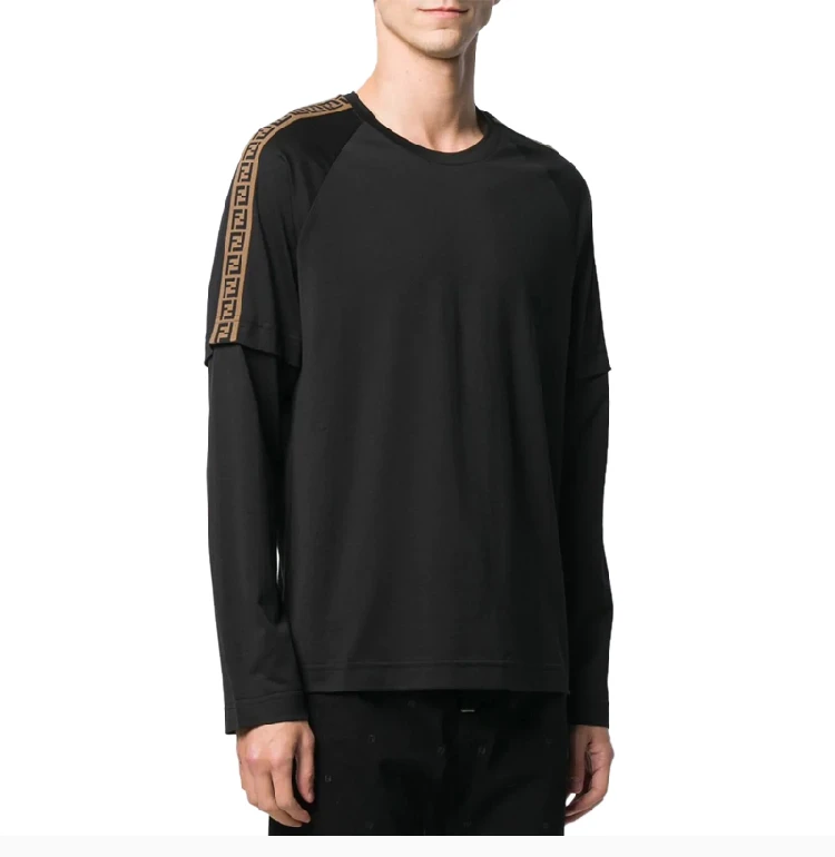 商品Fendi|Fendi 芬迪 黑色棉男士长袖T恤 FAF573-AAY8-F0GME,价格¥2501,第5张图片详细描述