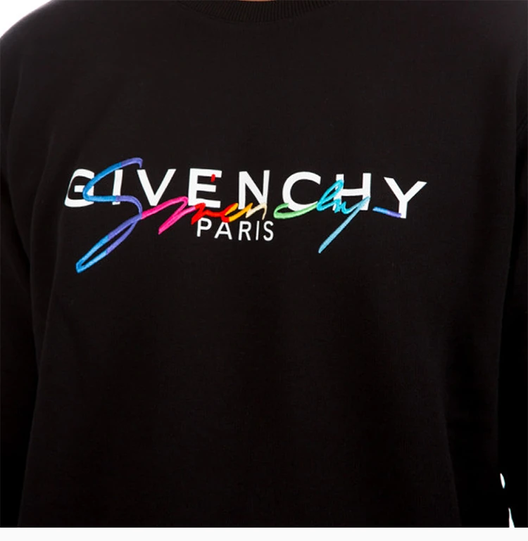商品Givenchy|Givenchy 纪梵希 男士黑色彩虹刺绣徽标卫衣 BMJ03C30AF-001,价格¥4332,第9张图片详细描述