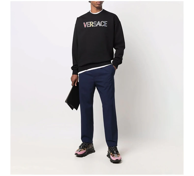 商品Versace|VERSACE 男士黑色印花棉质圆领卫衣 10024801-A018121-B000,价格¥4501,第7张图片详细描述