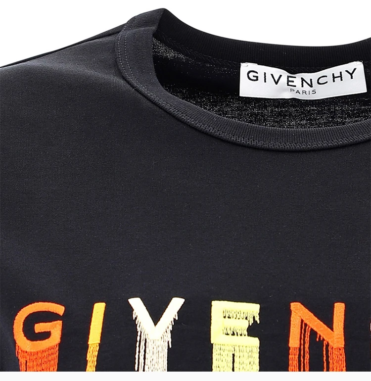 商品Givenchy|Givenchy 纪梵希 女士黑色彩色徽标刺绣短袖T恤  BW707Y3Z3R-001,价格¥1814,第5张图片详细描述