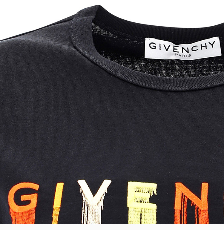 商品Givenchy|Givenchy 纪梵希 女士黑色彩色徽标刺绣短袖T恤  BW707Y3Z3R-001,价格¥2817,第7张图片详细描述