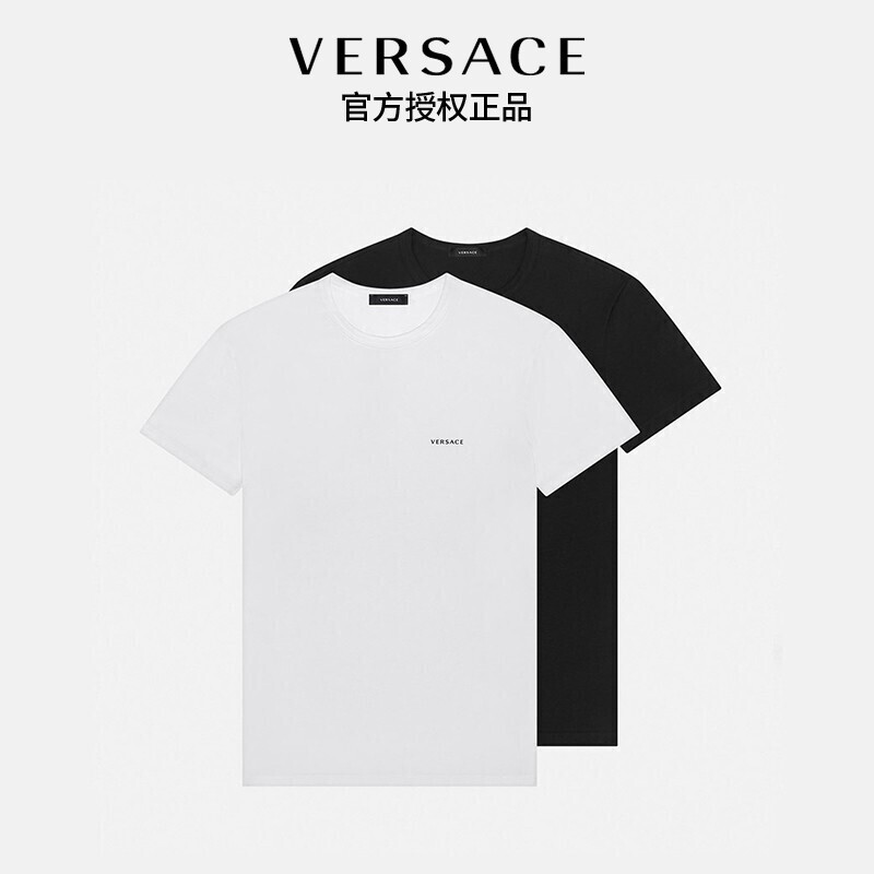 商品[国内直发] Versace|VERSACE 男深蓝短袖内衣（两件装） AU04023-AC00058-A98F,价格¥593,第1张图片详细描述
