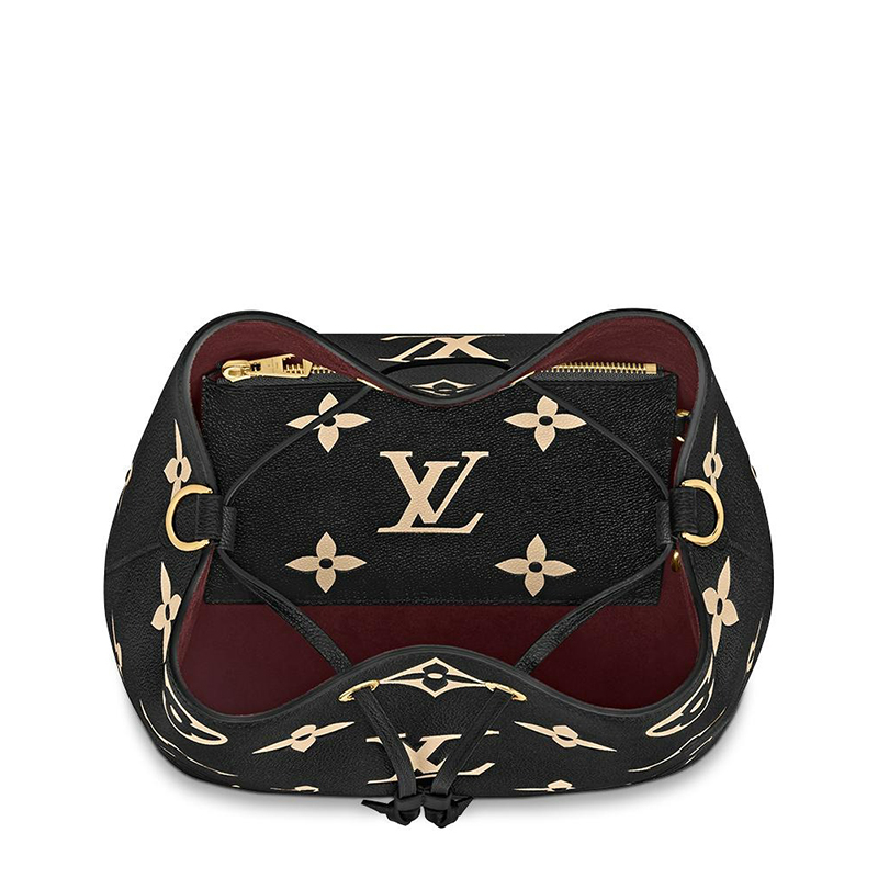 商品Louis Vuitton|预售十天 Louis Vuitton/路易威登 经典款NÉONOÉ系列 女士黑色/米白色老花压纹粒面牛皮革金扣配可拆卸肩带单肩斜跨手提水桶包M45497,价格¥19725,第4张图片详细描述