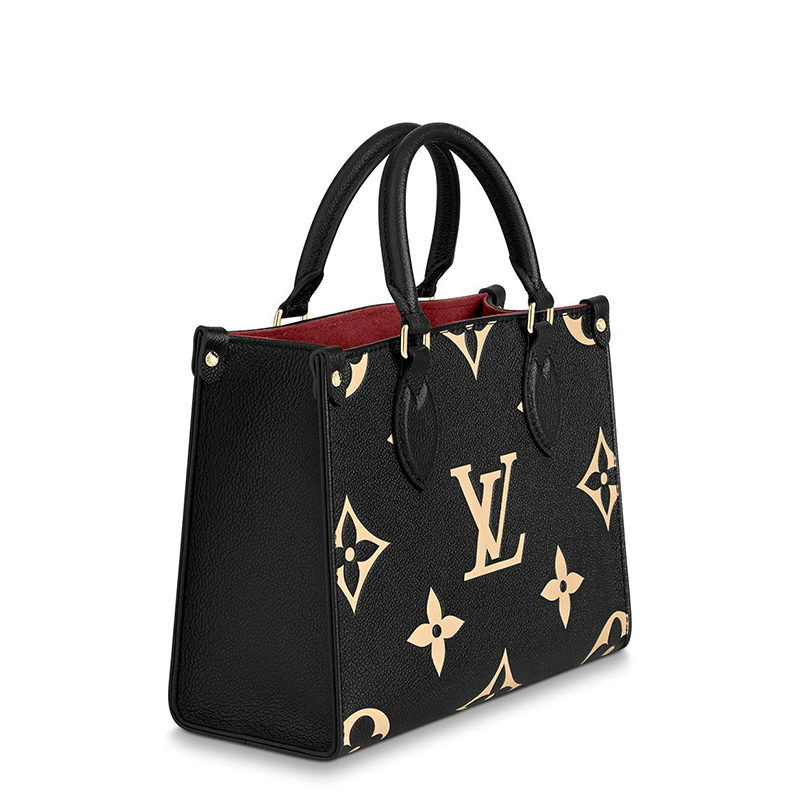 商品Louis Vuitton|【现货】路易威登 经典款ONTHEGO系列 女士小号黑色/米白色双色老花压纹粒面皮革单肩手提托特包M45659,价格¥23956,第3张图片详细描述