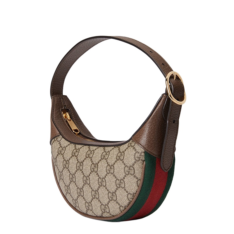 商品Gucci| GUCCI/古驰 Ophidia GG系列 女士迷你米色乌木色帆布配皮半月形单肩腋下包65855196IWG8745,价格¥7006,第3张图片详细描述