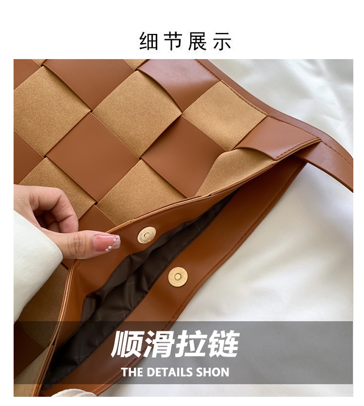 商品[国内直发] GLENVINTEN|格岚云顿英国品牌小众设计包包女2022秋冬新款女流行格子编织撞色单肩包腋下托特包,价格¥177,第3张图片详细描述