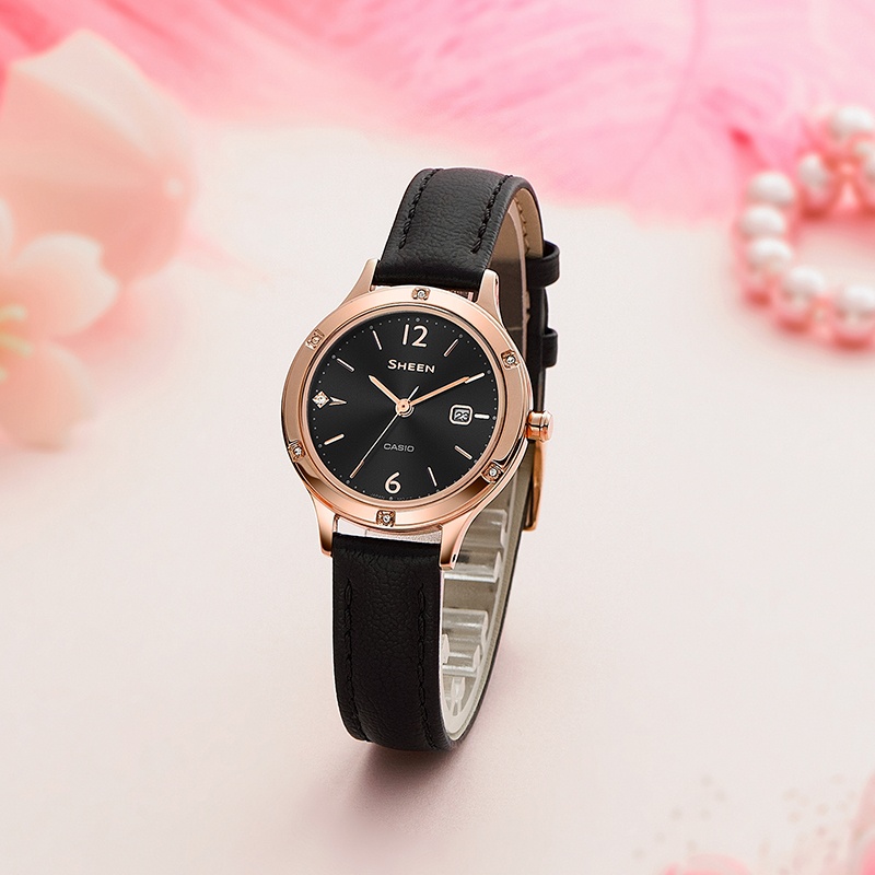 商品[国内直发] Casio|卡西欧高端女性系列黑玫瑰金,价格¥645,第2张图片详细描述