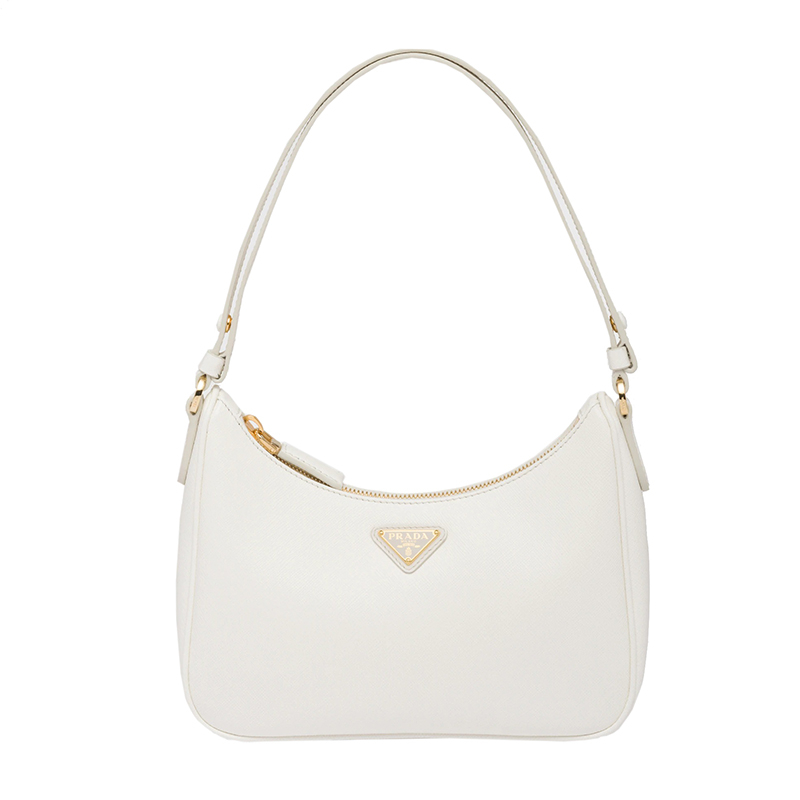 商品Prada|PRADA/普拉达 22新款 女士mini白色saffiano皮革阴影纹理金色徽标单肩腋下流浪包1BC204_NZV_F097W_V_JOO,价格¥14343,第2张图片详细描述