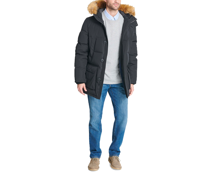 商品Tommy Hilfiger|男士人造毛连帽中长款棉服外套,价格¥914,第4张图片详细描述