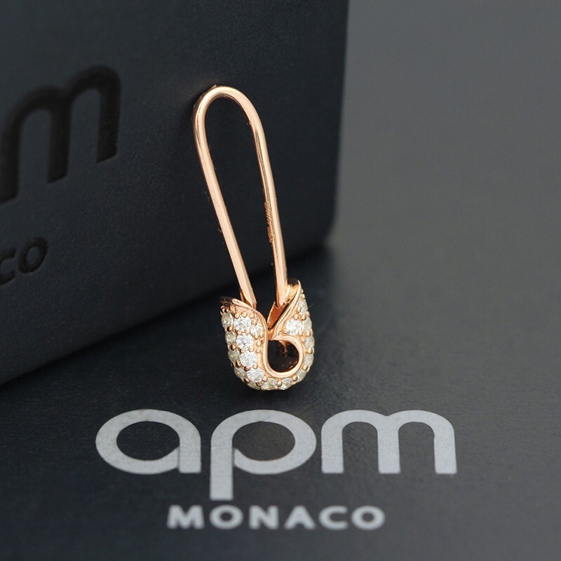 商品[国内直发] apm Monaco|APM Monaco个性简约别针耳环耳钉女玫瑰金色RE10942OX,价格¥411,第2张图片详细描述