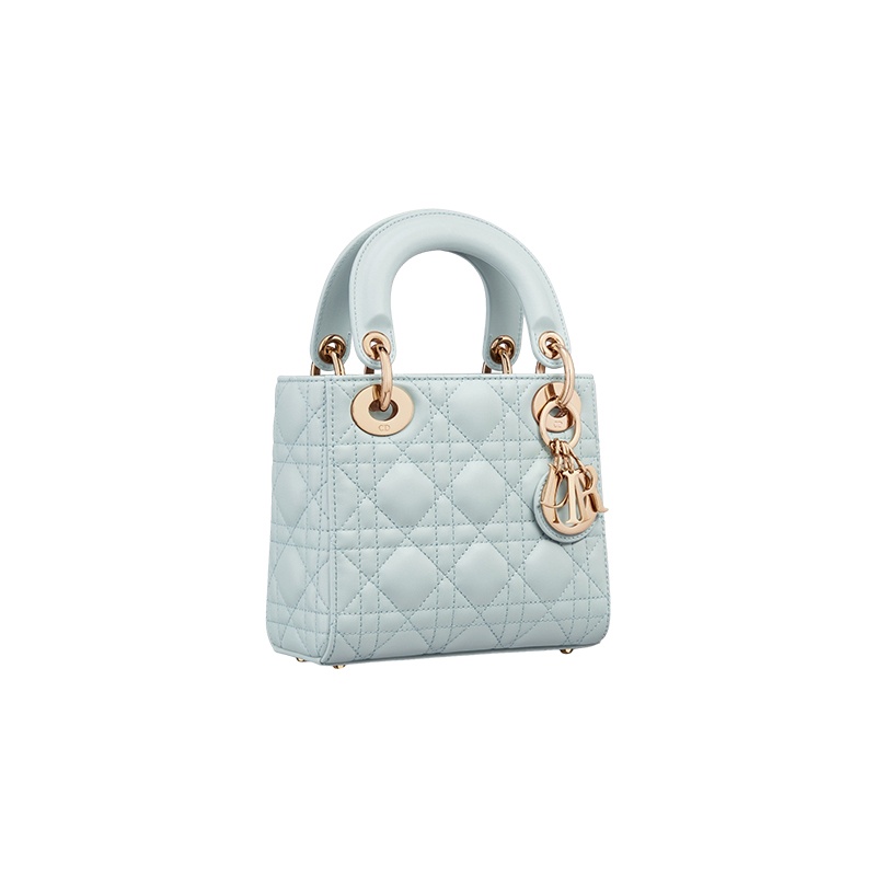 商品Dior|迪奥 23新款 LADY女士迷你湖蓝色小羊皮经典藤格纹链条斜挎包/手提包 M0505ONGE_M00Z,价格¥36689,第2张图片详细描述