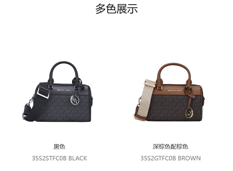 商品Michael Kors|Michael Kors 奥莱款 TRAVEL超小号PVC老花配皮手提斜挎包 35S2STFC0B BLACK,价格¥1106,第3张图片详细描述