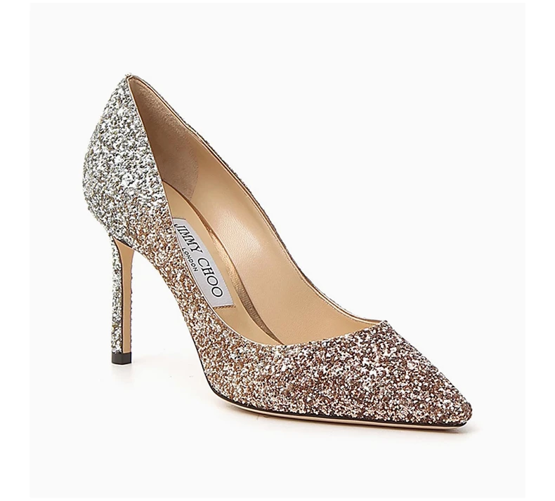 商品Jimmy Choo|JIMMY CHOO 金色女士高跟鞋 ROMY85-VNB-ROSEGOLDGOLDSILVER,价格¥2919,第5张图片详细描述