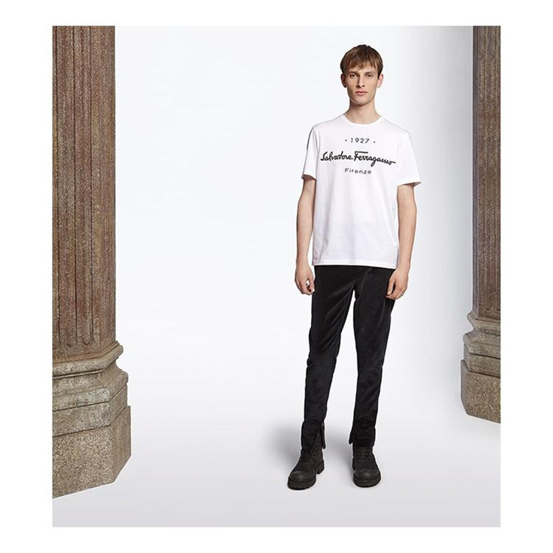 商品Salvatore Ferragamo|Salvatore Ferragamo 菲拉格慕 白色男士短袖 12 0613 728398,价格¥2656,第5张图片详细描述