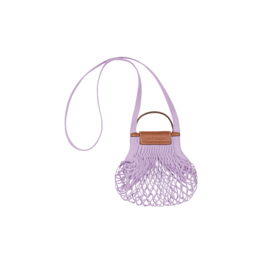 商品[国内直发] Longchamp|珑骧女士Le Pliage 17镂空网袋短柄棉质织物拼牛皮饰边手提单肩斜挎包迷你女款紫色10139 HVH ,价格¥657,第5张图片详细描述