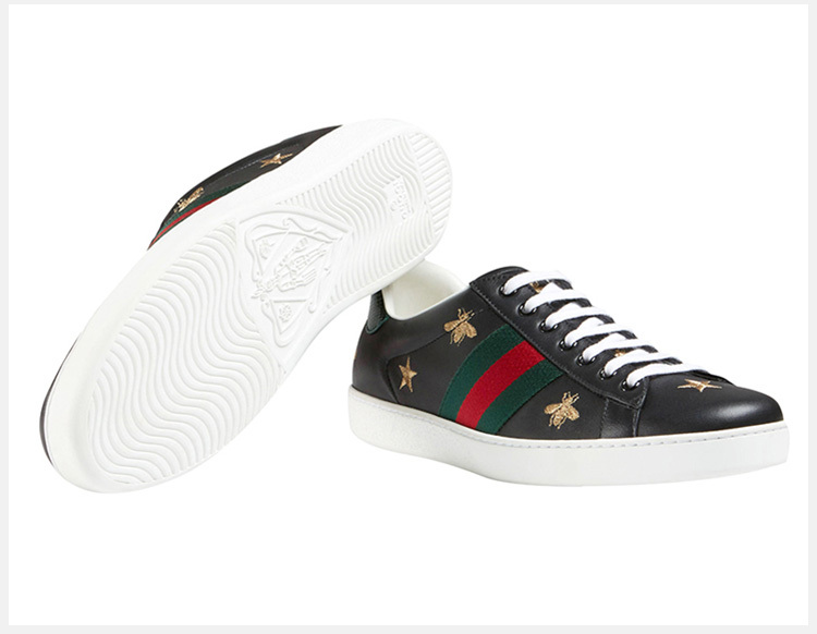 商品Gucci|GUCCI 古驰 黑色皮革男士休闲/运动鞋 386750-A38F0-1079,价格¥4878,第7张图片详细描述