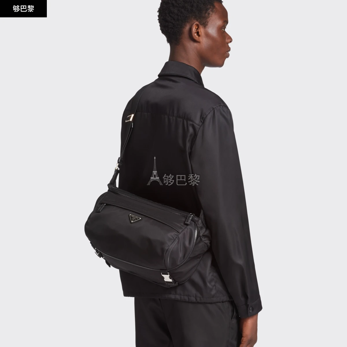 商品Prada|【预售】 普拉达 25春夏 男士 单肩包 Re-Nylon 再生尼龙和Saffiano 皮革单肩包 2VH991_2DMG_F0002_V_OOO ,价格¥15400,第5张图片详细描述