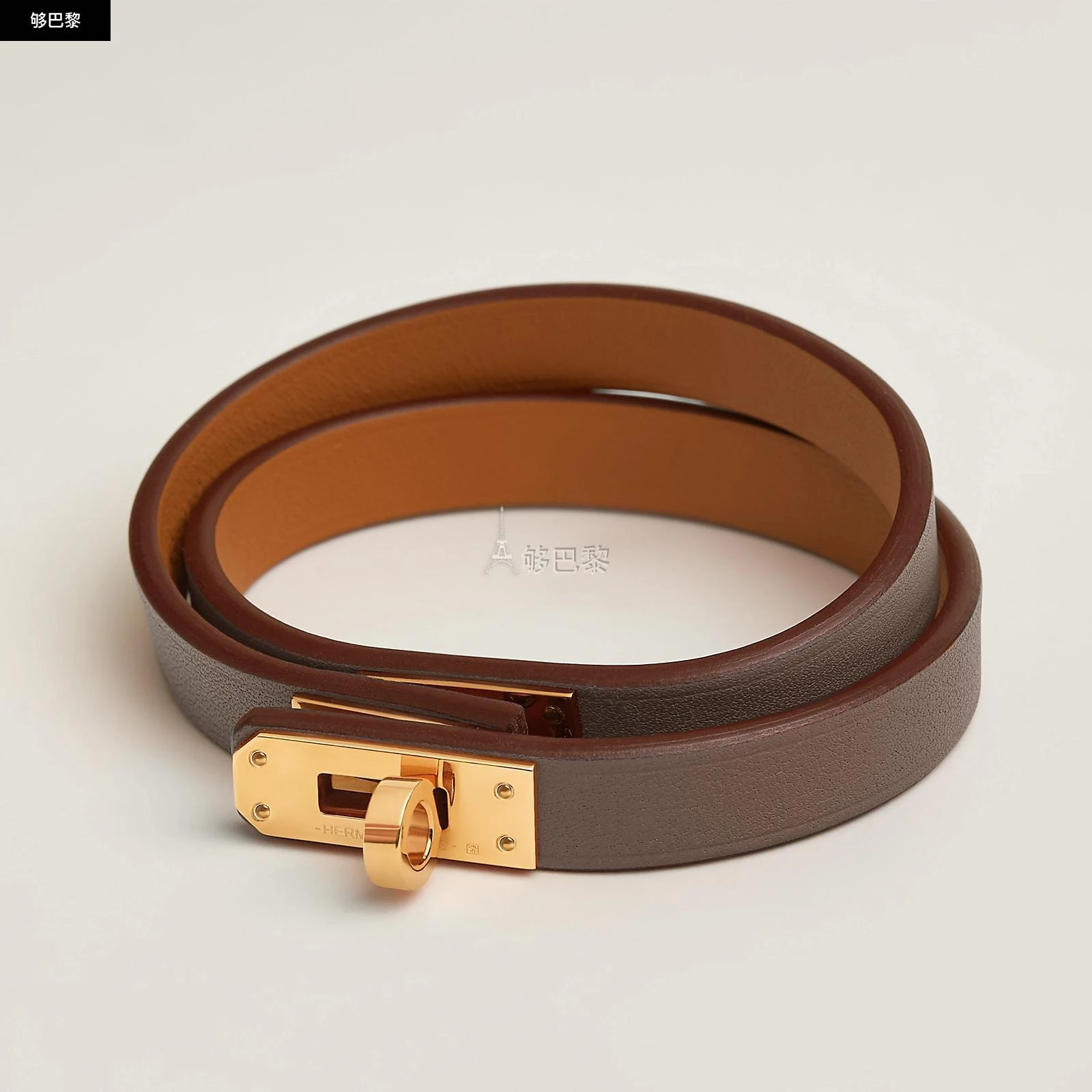 商品Hermes|包邮包税【预售7天发货】 HERMES爱马仕 23秋冬 男士 手镯 Bracelet Mini Kelly Double Tour H081182CC18T1,价格¥4089,第4张图片详细描述