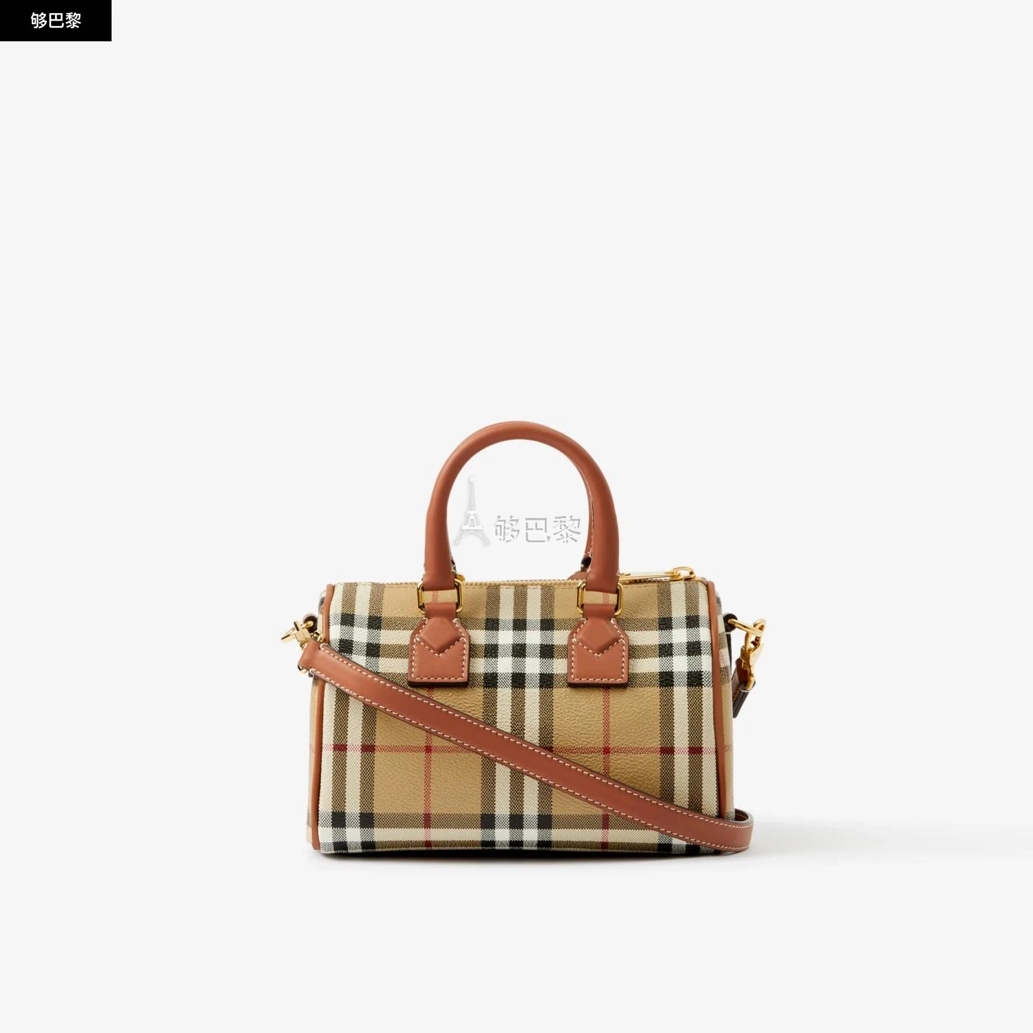 商品Burberry|【预售】 巴宝莉 25春夏 女士 手提包 格纹迷你保龄球包 80713571 ,价格¥9584,第5张图片详细描述