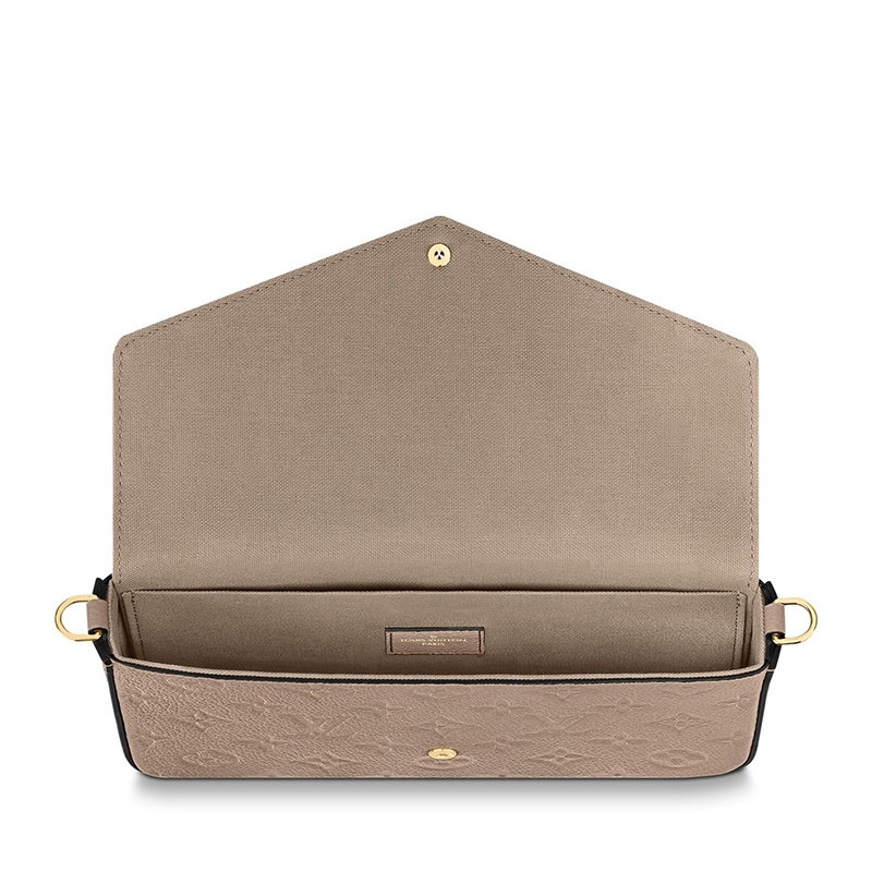 商品Louis Vuitton|预售十天 Louis Vuitton/路易威登 Félicie系列 女士斑鸠色粒面徽标印花牛皮按扣翻盖链条单肩手拿包M68697,价格¥10879,第4张图片详细描述