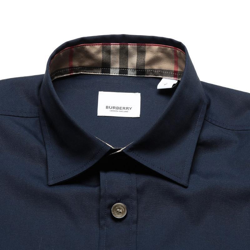 商品Burberry|BURBERRY/博柏利 男士藏蓝色棉质混纺马术骑士刺绣长袖衬衫80667651,价格¥1108,第3张图片详细描述