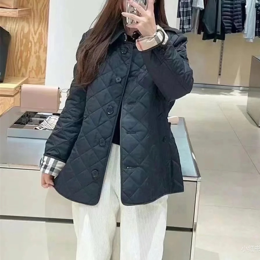 商品Burberry|BURBERRY/博柏利 女士海军蓝色棉质格子提花外套80658741,价格¥3283,第9张图片详细描述