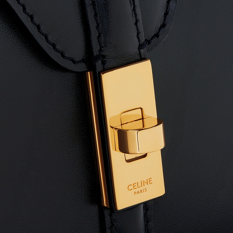 商品Celine|CELINE/赛琳   16系列 女士迷你黑色缎面牛皮革金扣手提斜挎单肩包,价格¥21564,第6张图片详细描述