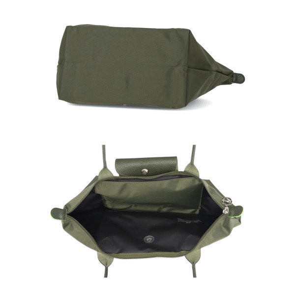 商品Longchamp|【SAvenue】LONGCHAMP 珑骧  环保帆布长柄大容量饺子手提单肩包 中号长柄 女款 森林绿色(提示：保税仓货品一人不可超过5单) 3597922092185（2605919479-22S）,价格¥626,第5张图片详细描述