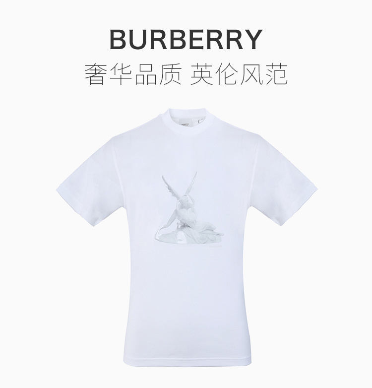 商品[国内直发] Burberry|Burberry 博柏利 白色男士短袖T恤 8024365,价格¥2011,第1张图片详细描述