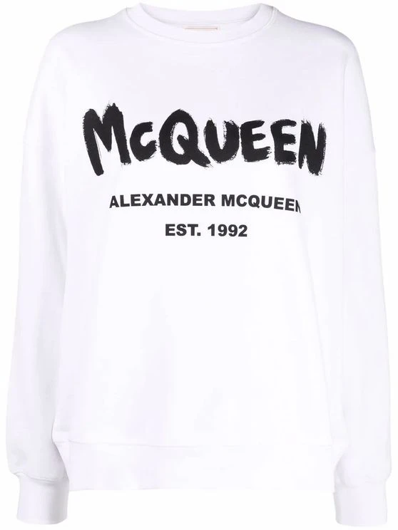 商品Alexander McQueen|ALEXANDER MCQUEEN 女士白色棉质圆领卫衣 659975-QZAD5-0909,价格¥1414,第1张图片详细描述