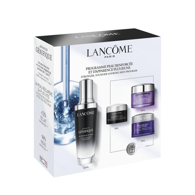商品Lancôme|兰蔻小黑瓶精华套装4件套 精华+素颜日霜+素颜晚霜+眼霜,价格¥874,第3张图片详细描述