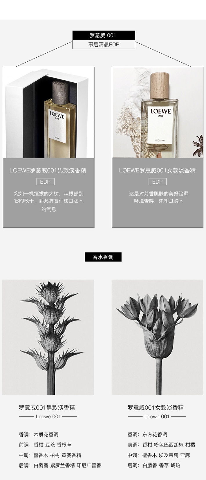 商品[国内直发] Loewe|【缠绵破晓女香】LOEWE 罗意威 事后清晨001女士淡香水 100毫升/50毫升/30毫升 EDT,价格¥537,第1张图片详细描述