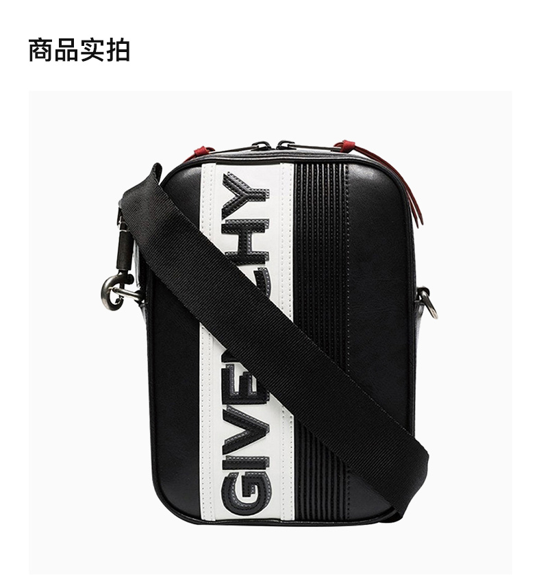 商品[国内直发] Givenchy|Givenchy 纪梵希 男士黑色/白色牛皮LOGO印花斜挎包单肩包 BK504YK0LP-004,价格¥8031,第4张图片详细描述