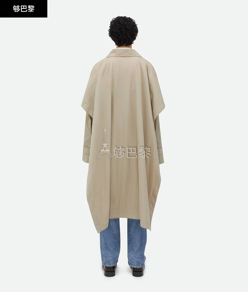 商品Bottega Veneta|【预售】 BV葆蝶家 24秋冬 男士 风衣 Trench-Cape En Soie Et Coton Avec Doublure À Carreaux 779587V3YS01574,价格¥23905,第5张图片详细描述