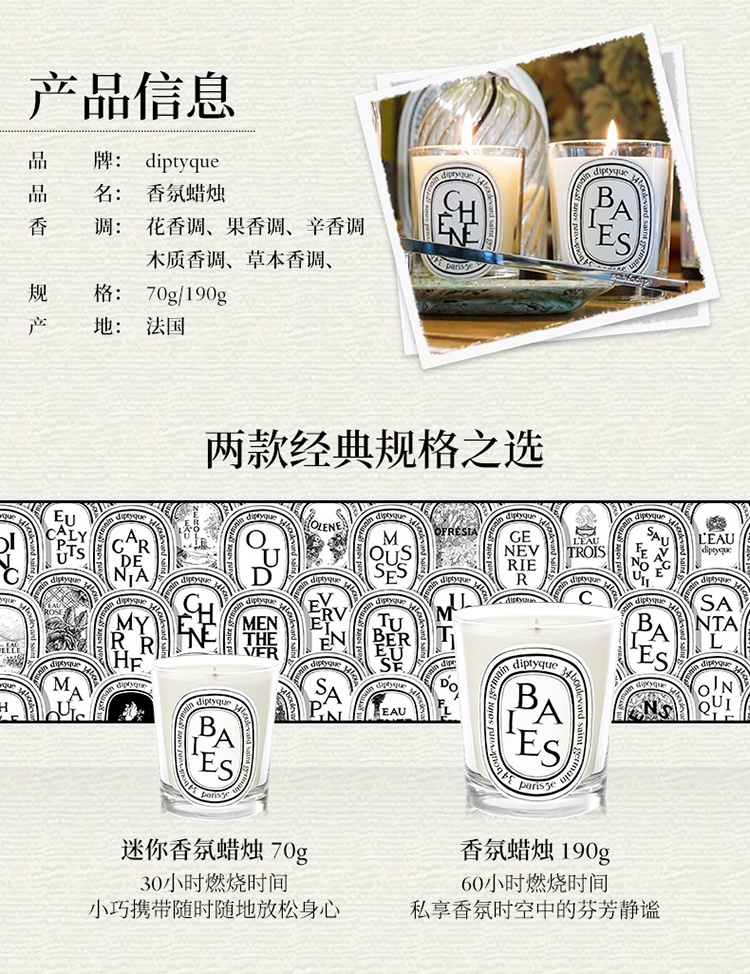 商品Diptyque|Diptyque蒂普提克全系列香氛蜡烛190g,价格¥499,第7张图片详细描述