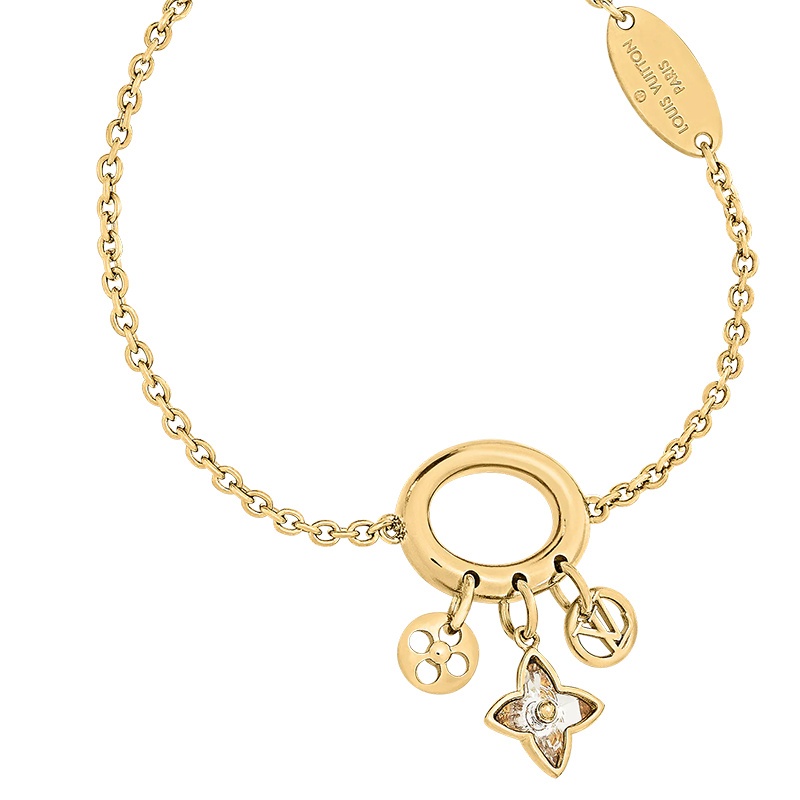 商品Louis Vuitton|预售十天 Louis Vuitton/路易威登 22春夏新款MY BLOOMING STRASS系列 金色金属镶嵌人造钻石徽标花手链M00583,价格¥3082,第3张图片详细描述