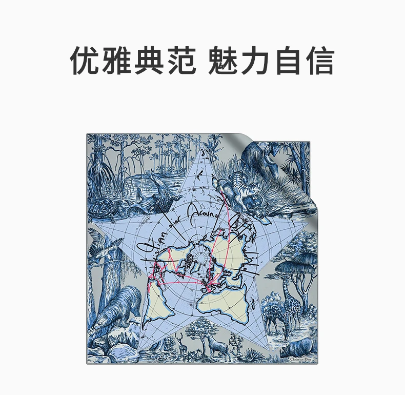 商品Dior|DIOR 女士灰色和蓝色斜纹真丝方巾 15DAW090-I604-C805,价格¥3716,第1张图片详细描述