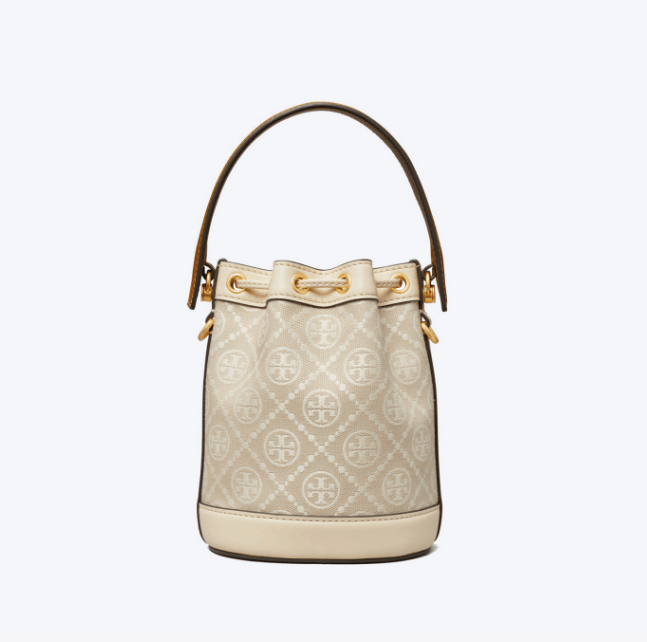 商品Tory Burch|汤丽柏琦T MONOGRAM 迷你撞色压花水桶包（香港仓发货）,价格¥2567,第4张图片详细描述