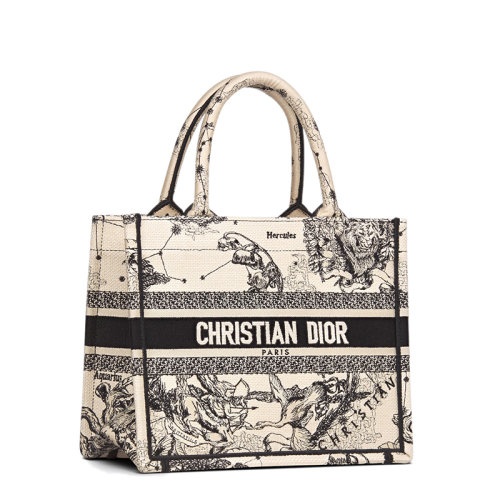 商品Dior|【包税】DIOR/迪奥 BOOK系列 女士小号奶白色织物星座茹伊印花刺绣单肩手提托特包M1265ZRHZ_M941,价格¥22347,第4张图片详细描述