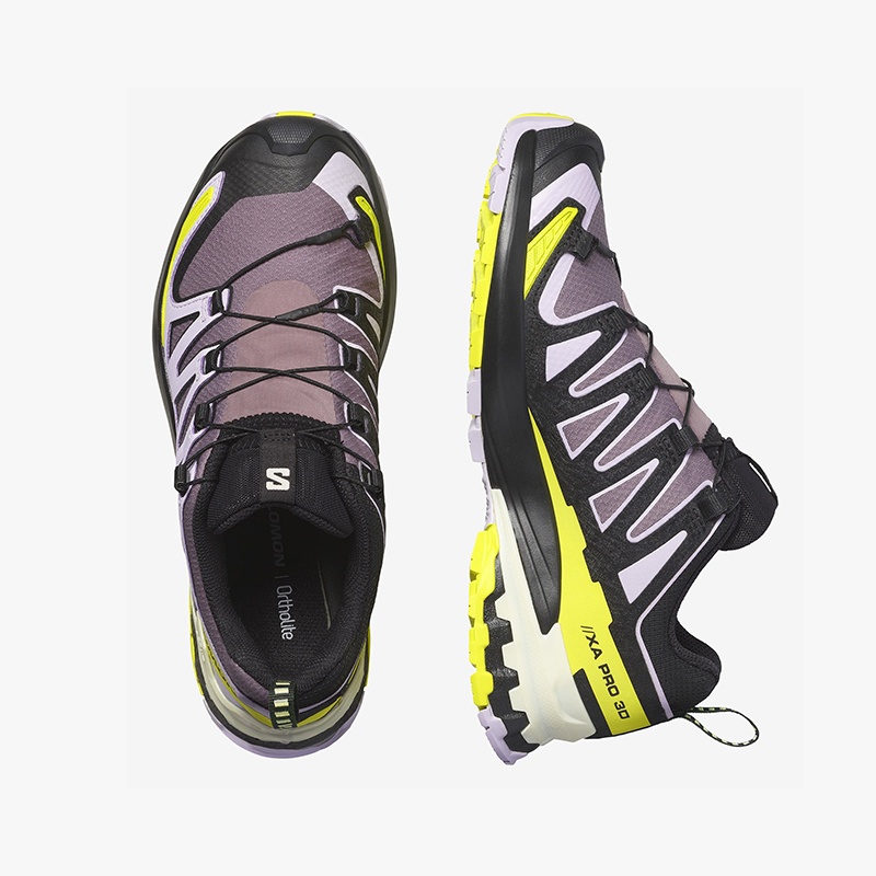 商品Salomon|SALOMON 24新款 XP3VGT系列女士紫黄色黑色纺织耐用越野跑鞋,价格¥1360,第2张图片详细描述