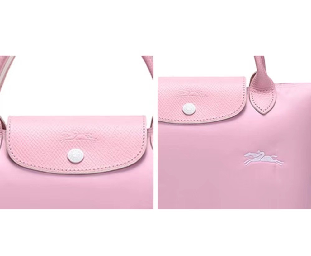 商品Longchamp|【SAvenue】LONGCHAMP 珑骧 Le Pliage Club 聚酰胺帆布拼牛皮 纯色短柄可折叠手提单肩包 小号 女款 粉色(提示：保税仓货品一人不可超过5单)1621619P36（3597921830887）,价格¥510,第2张图片详细描述