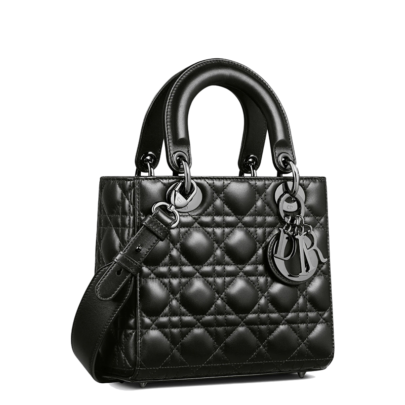 商品Dior|【包税】DIOR/迪奥  LADY DIOR MY ABCDIOR系列 女士小号黑色藤格纹小羊皮单肩手提戴妃包（勋章款）M0538BCAL_M900,价格¥43687,第4张图片详细描述