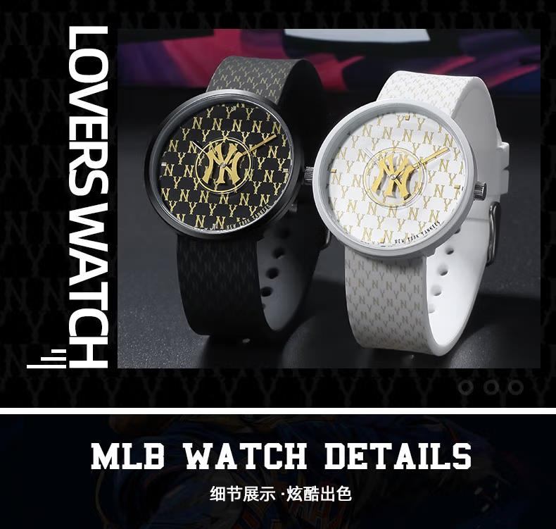 商品[国内直发] MLB|潮流时尚中性欧美硅胶带防水石英老表MLB-NY6007 黑老花满标,价格¥276,第10张图片详细描述