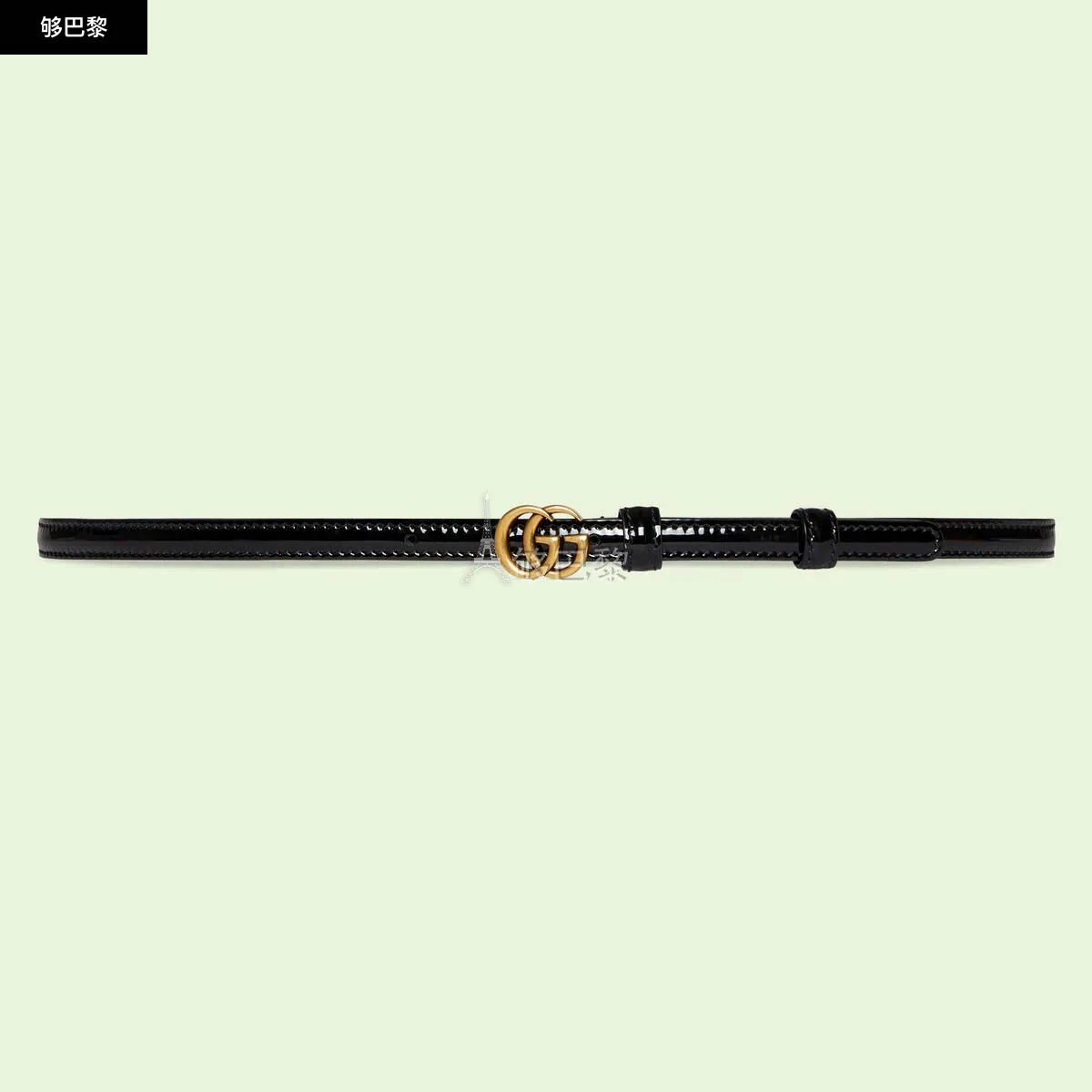 商品Gucci|【预售】 古驰 25春夏 女士 腰带 饰双G漆皮窄版腰带 707327 1J70C 1000 ,价格¥3040,第5张图片详细描述