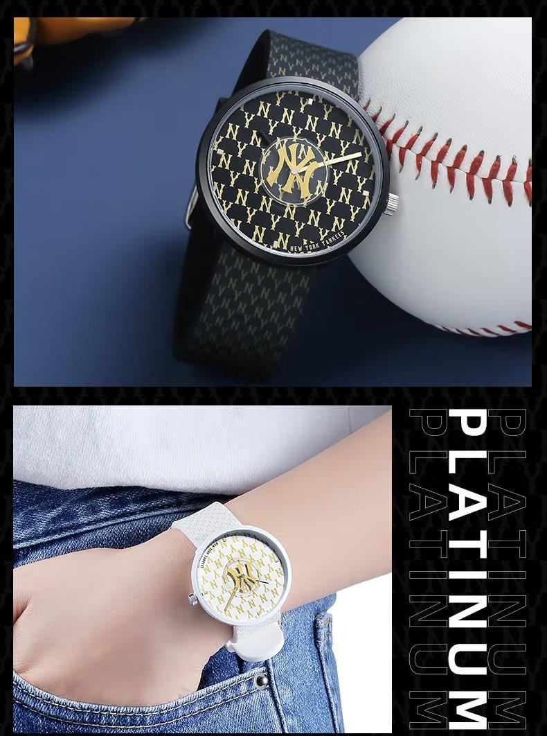 商品[国内直发] MLB|潮流时尚中性欧美硅胶带防水石英老表MLB-NY6007 黑老花满标,价格¥274,第8张图片详细描述