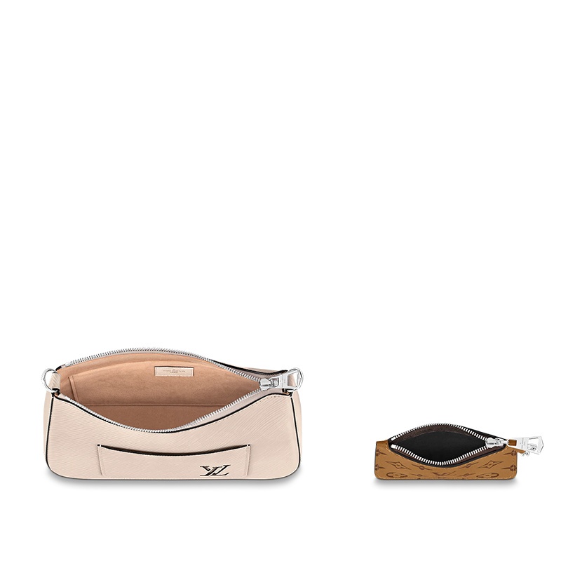 商品Louis Vuitton|预售十天 Louis Vuitton/路易威登 22春夏新款MARELLE系列 女士米色粒面皮革银扣配可拆卸小袋二合一单肩斜跨手提包M80688,价格¥16979,第3张图片详细描述