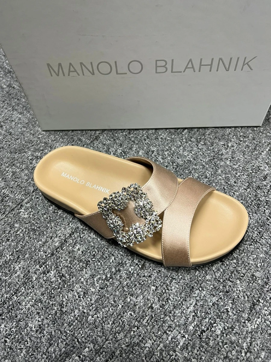 商品[国内直发] Manolo Blahnik|MANOLO BLAHNIK 金色女士平底凉鞋 1232425-0010,价格¥5702,第1张图片详细描述