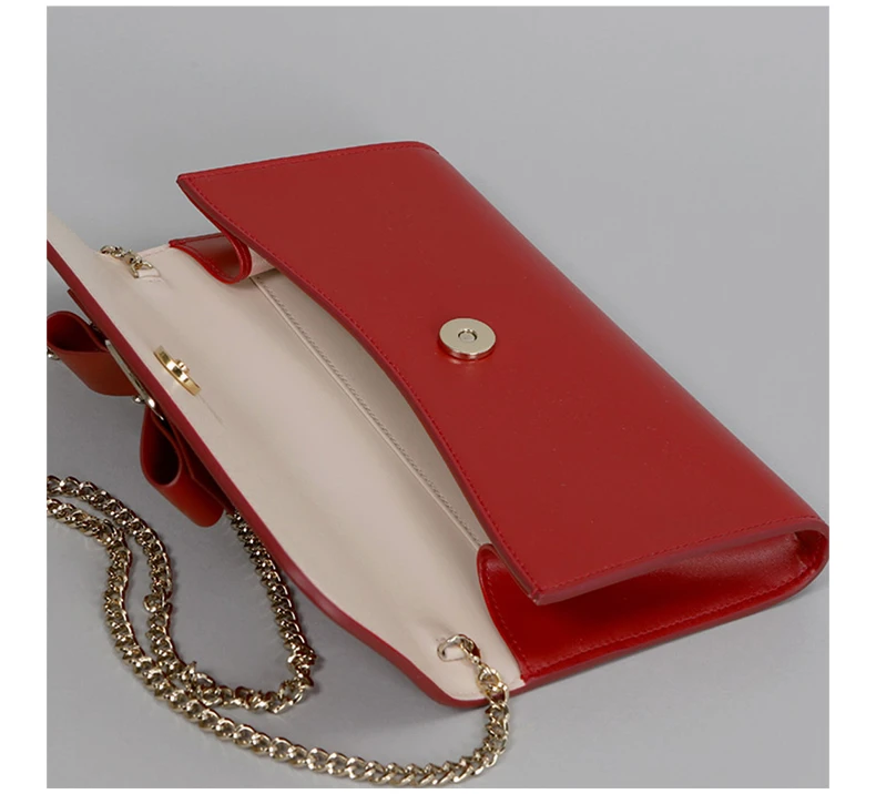商品Salvatore Ferragamo|SALVATORE FERRAGAMO 女士红色牛皮蝴蝶结迷你单肩包 22-D523-705294,价格¥5977,第7张图片详细描述