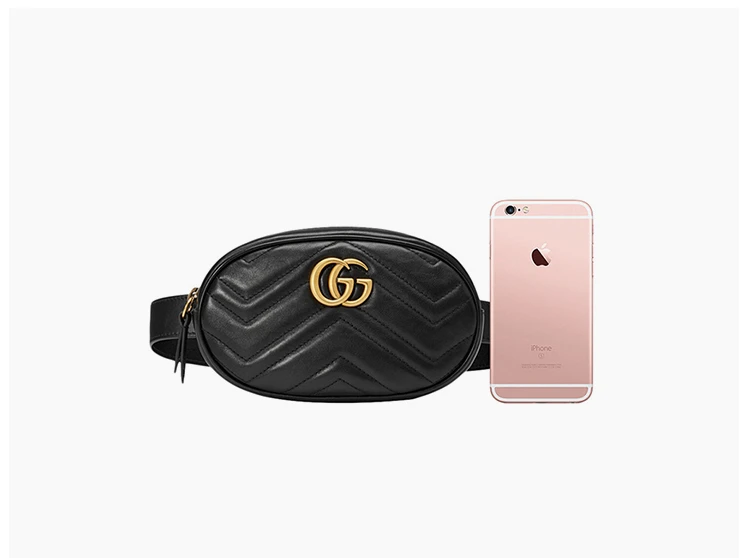 商品[国内直发] Gucci|GUCCI 古驰 女士黑色皮革腰包 476434-DSVRT-1000,价格¥6402,第9张图片详细描述