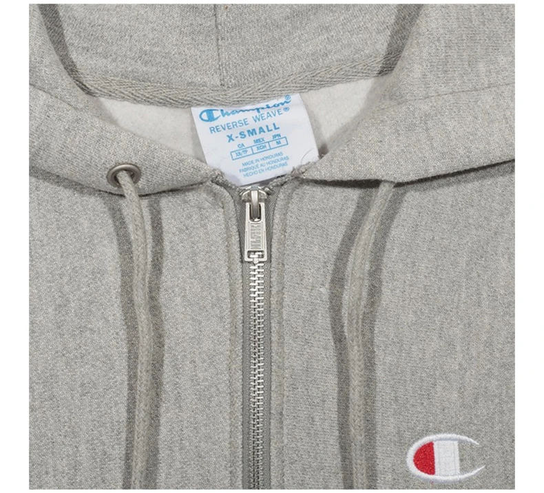 商品[国内直发] CHAMPION|CHAMPION 男士左胸小“C”logo纯色加绒拉链连帽卫衣 GF69-Y06145-1IC,价格¥240,第8张图片详细描述